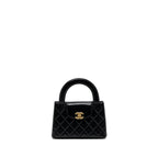 CHANEL 23K MINI SHOPPING TOTE CALFSKIN BLACK BRUSHED GHW(MICROCHIP)