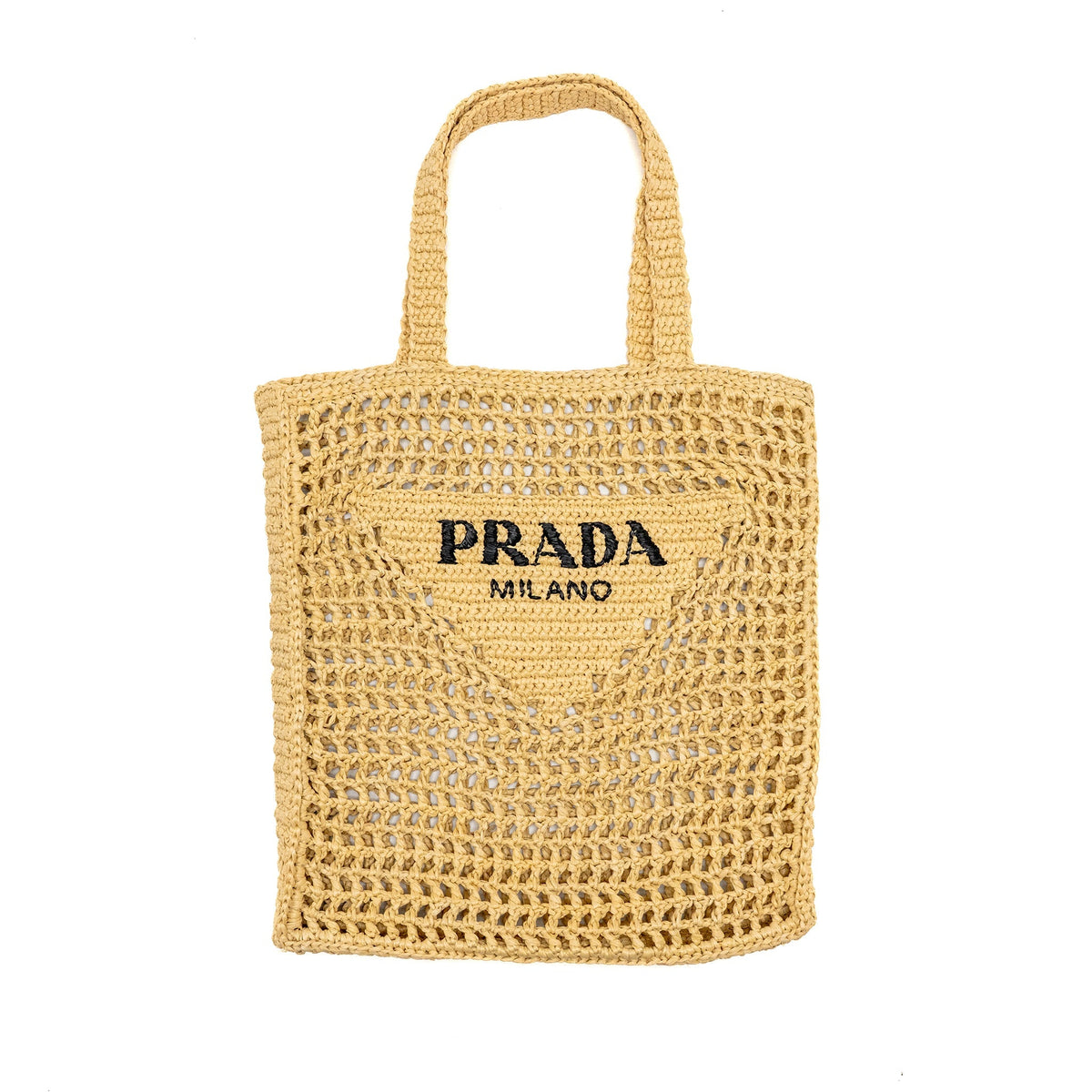 Prada Crochet raffia tote bag beige