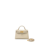 Hermes Mini Kelly II epsom craie GHW