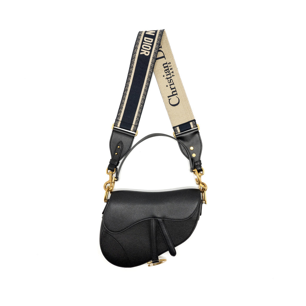 DIOR MEDIUM SADDLE BAG CALFSKIN BLACK GHW