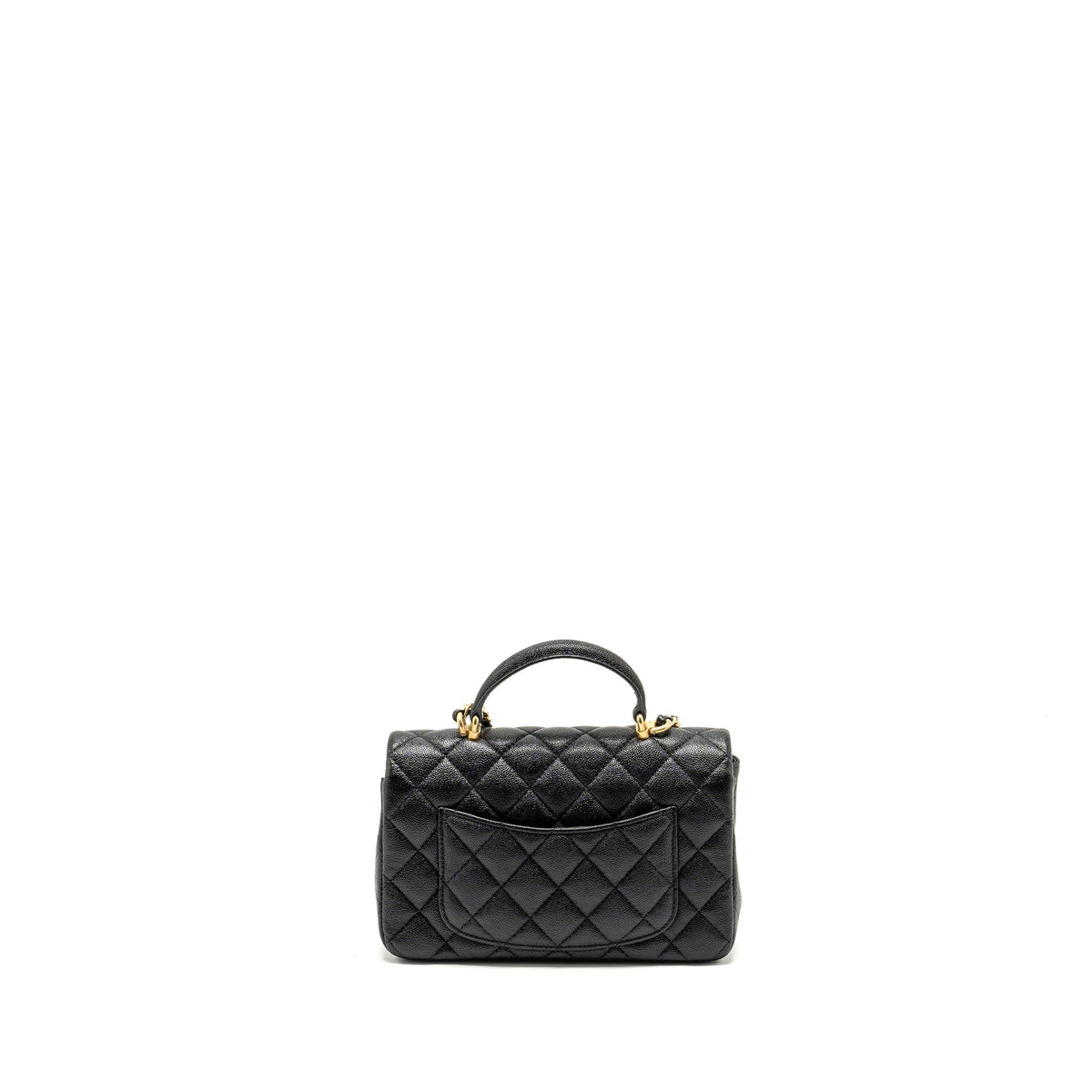 CHANEL TOP HANDLE MINI RECTANGULAR FLAP BAG CAVIAR BLACK GHW