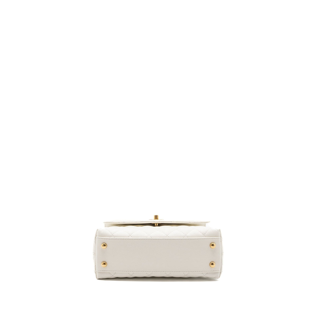 CHANEL 23P DETAILED TOP HANDLE SMALL COCO HANDLE CAVIAR WHITE GHW (MICROCHIP )