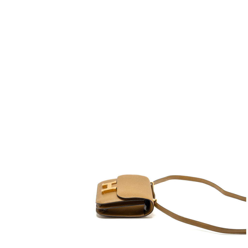 Hermes Mini Constance Chèvre Mysore Kraft GHW
