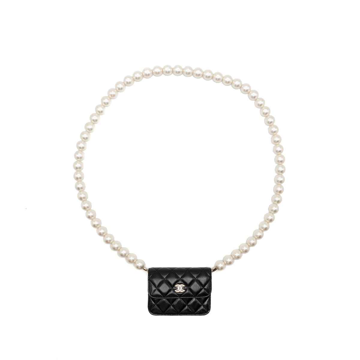 CHANEL MAXI PEARL CLUTCH WITH CHAIN LAMBSKIN BLACK LGHW