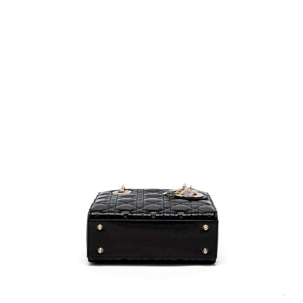 DIOR SMALL LADY DIOR BAG PATENT BLACK LGHW