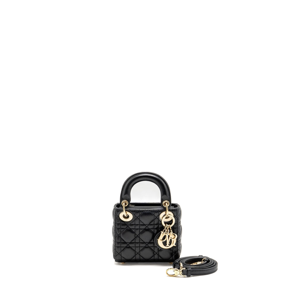 DIOR MICRO LADY DIOR LAMBSKIN BLACK LGHW