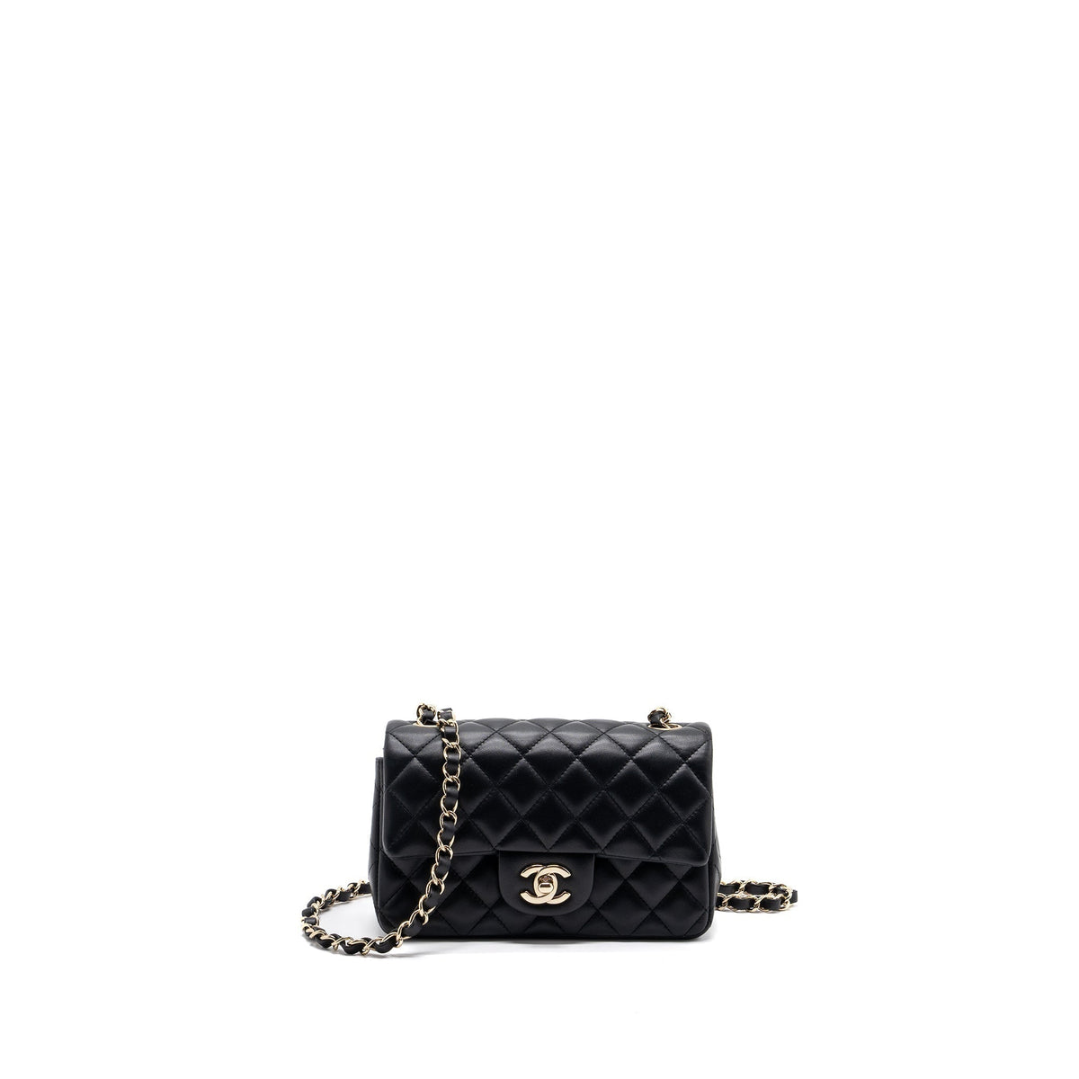 CHANEL MINI RECTANGULAR FLAP BAG LAMBSKIN BLACK LGHW
