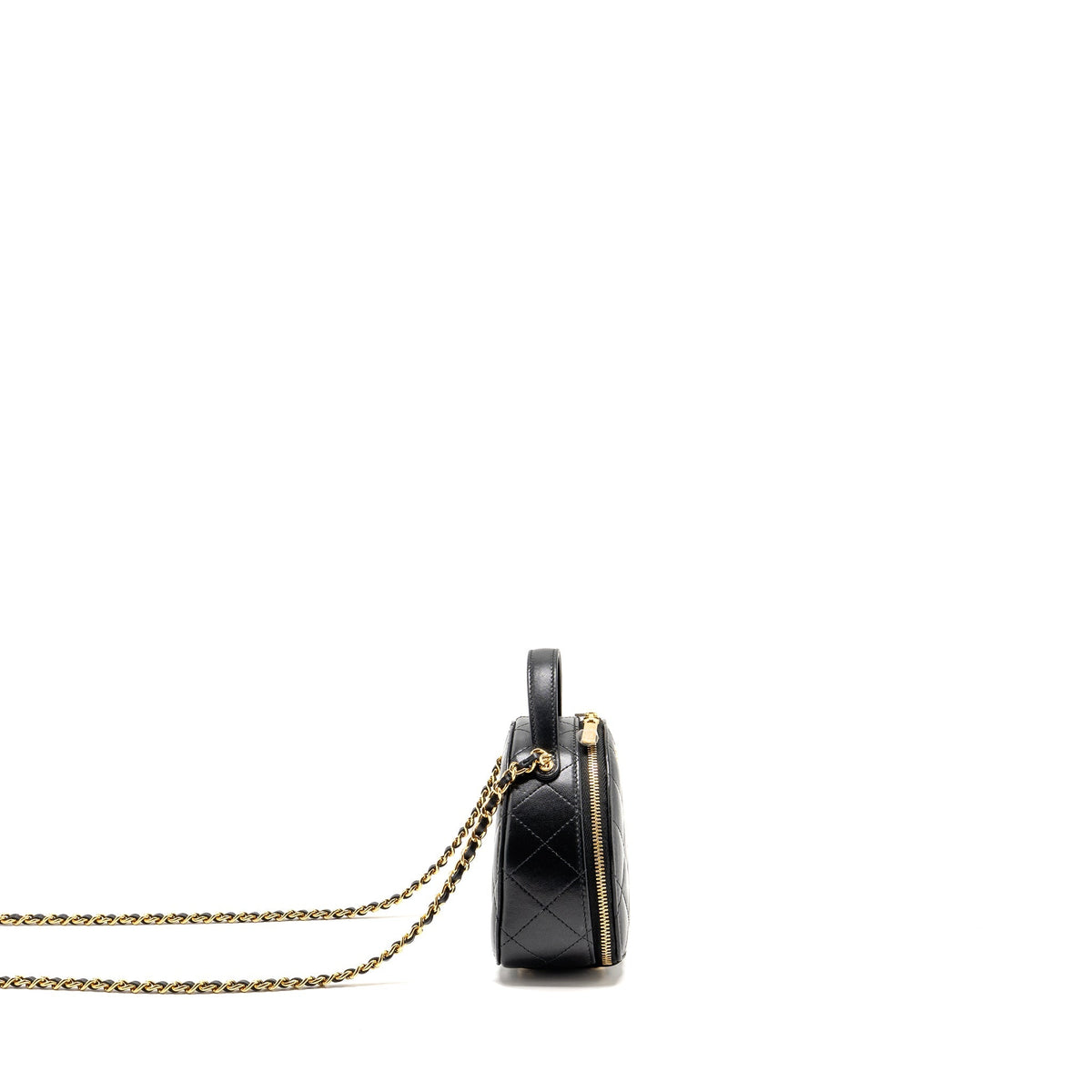 Chanel Top Handle Chic Riviera Vanity Case with Chain Shiny Lambskin Black GHW (Microchip)