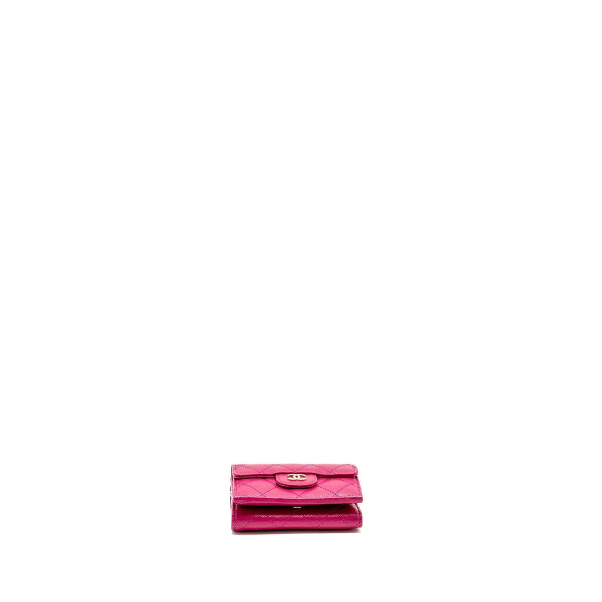CHANEL MATELASSE BI-FOLD WALLET CAVIAR DARK PINK LGHW (MICROCHIP)