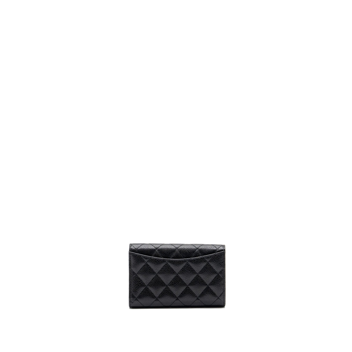 CHANEL QUILTED MEDIUM FLAP COMPACT WALLET CAVIAR BLACK GHW (MICROCHIP)