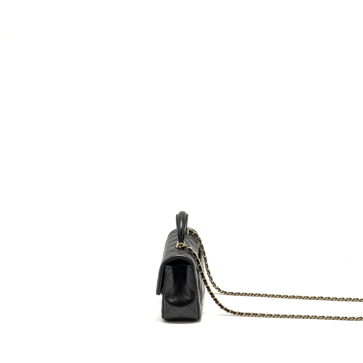 CHANEL TOP HANDLE MINI RECTANGULAR FLAP BAG LAMBSKIN BLACK LGHW (MICROCHIP)