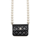 CHANEL MAXI PEARL CLUTCH WITH CHAIN LAMBSKIN BLACK LGHW
