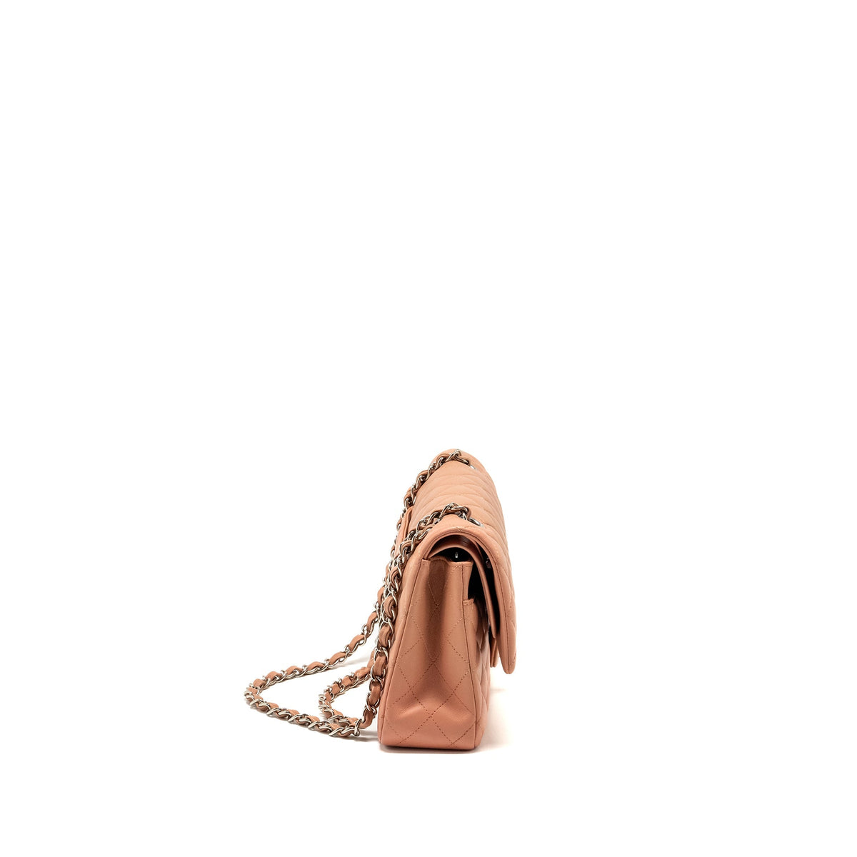 CHANEL MEDIUM CLASSIC DOUBLE FLAP BAG LAMBSKIN PINK SHW (MICROCHIP)