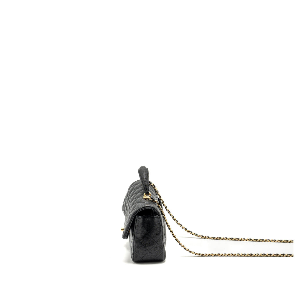 CHANEL TOP HANDLE MINI RECTANGULAR FLAP BAG CAVIAR BLACK GHW