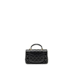 CHANEL TOP HANDLE MINI RECTANGULAR FLAP BAG LAMBSKIN BLACK LGHW (MICROCHIP)