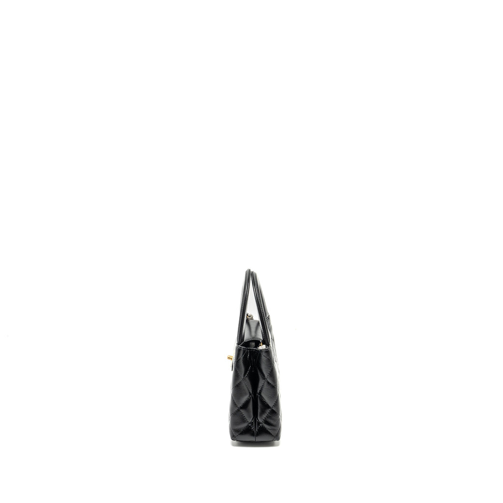 CHANEL MINI KELLY SHOPPING TOTE BAG CALFSKIN BLACK GHW (MICROCHIP)