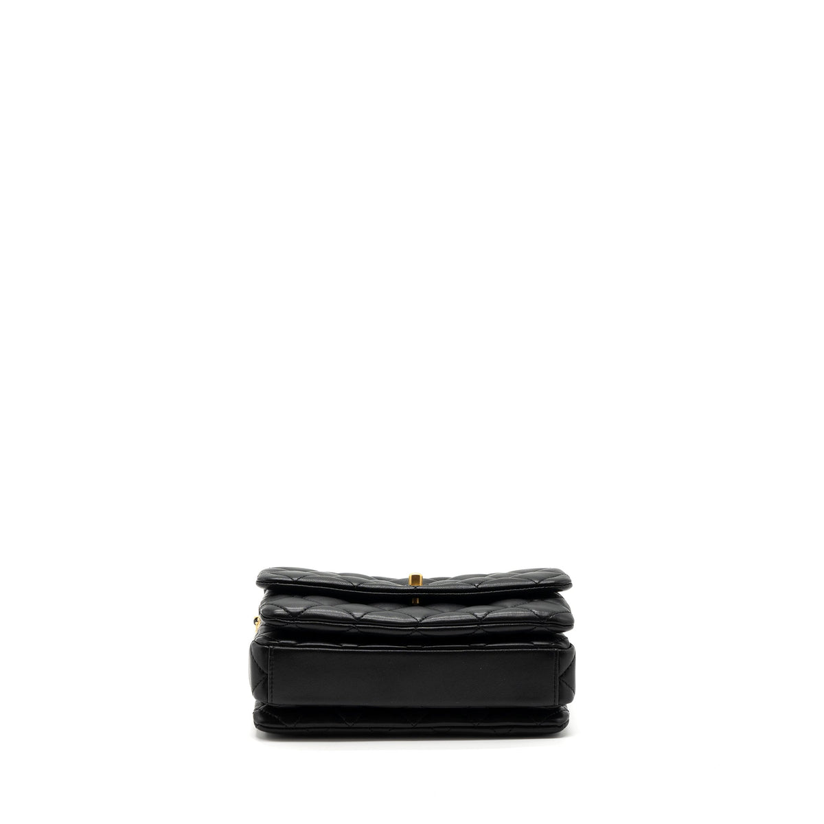 CHANEL 22A BUTTON ON CHAIN FLAP SHOULDER BAG LAMBSKIN BLACK BRUSHED GHW(MICROCHIP)