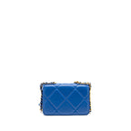 CHANEL 19 WALLET ON CHAIN LAMBSKIN BLUE MULTICOLOUR HARDWARE