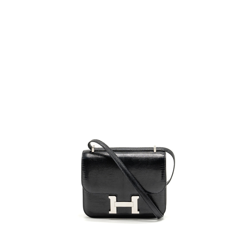 HERMES MINI CONSTANCE LIZARD VARANUS SALVATOR BLACK SHW