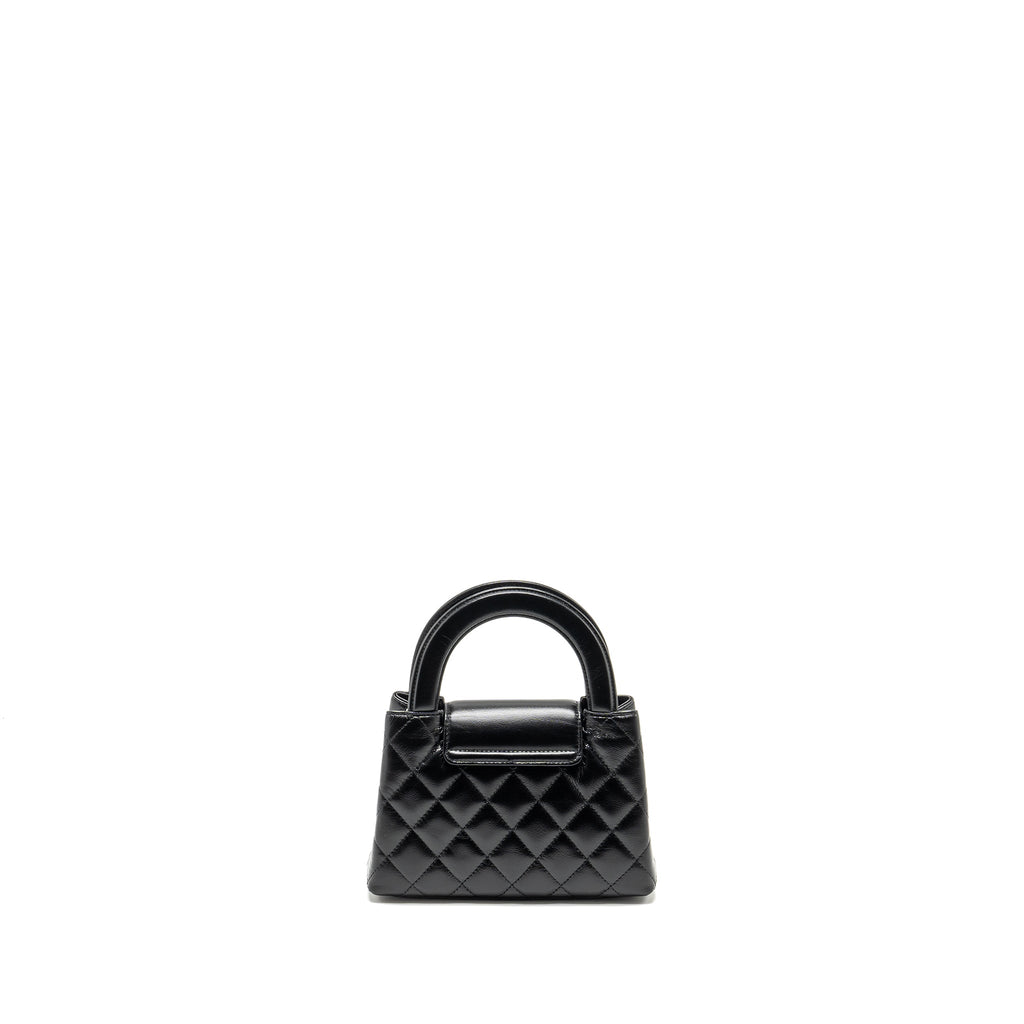 CHANEL MINI KELLY SHOPPING TOTE BAG CALFSKIN BLACK GHW (MICROCHIP)