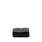 CHANEL 22A BUTTON ON CHAIN FLAP SHOULDER BAG LAMBSKIN BLACK BRUSHED GHW(MICROCHIP)
