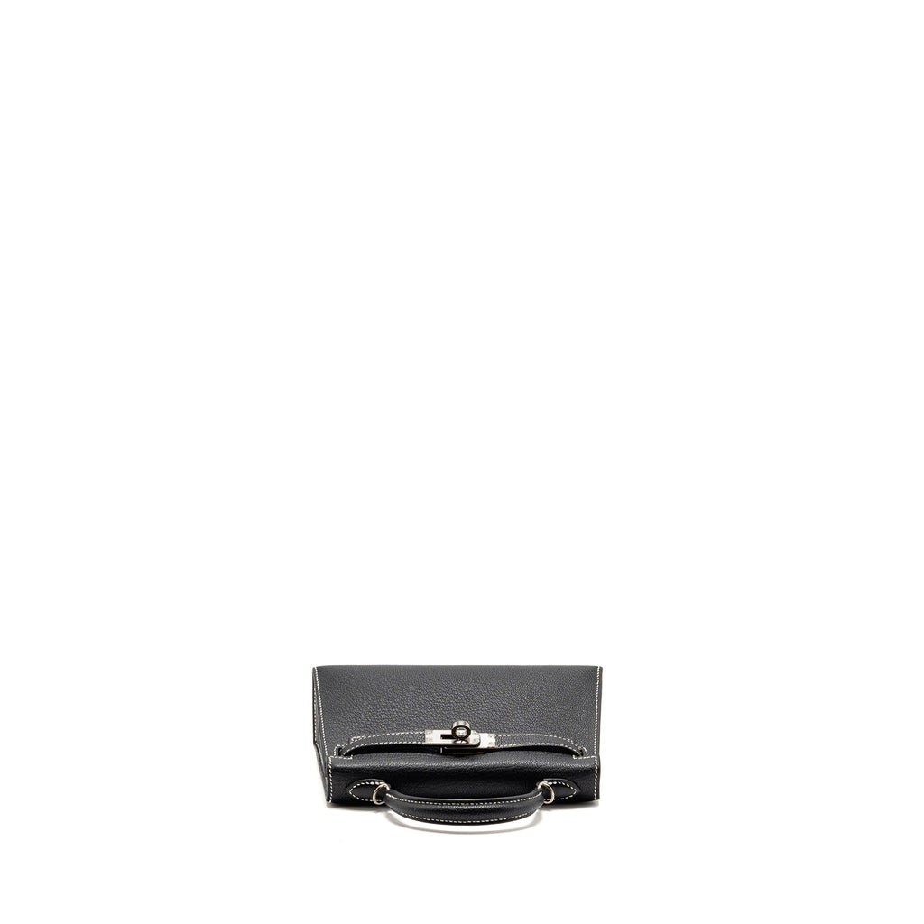 Hermes Mini Kelly II Special Order Chèvre Mysore Black/Lime SHW