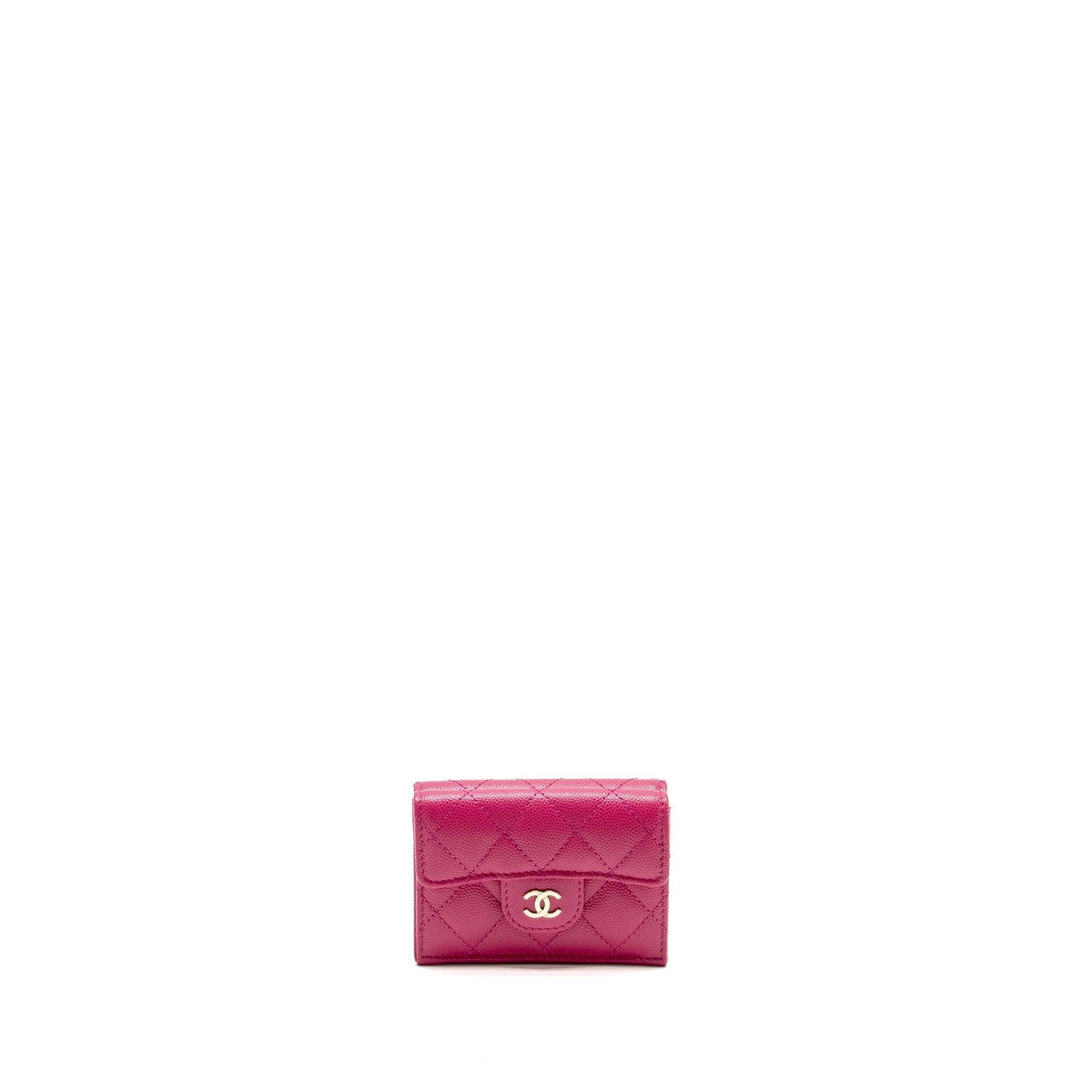 CHANEL MATELASSE BI-FOLD WALLET CAVIAR DARK PINK LGHW (MICROCHIP)