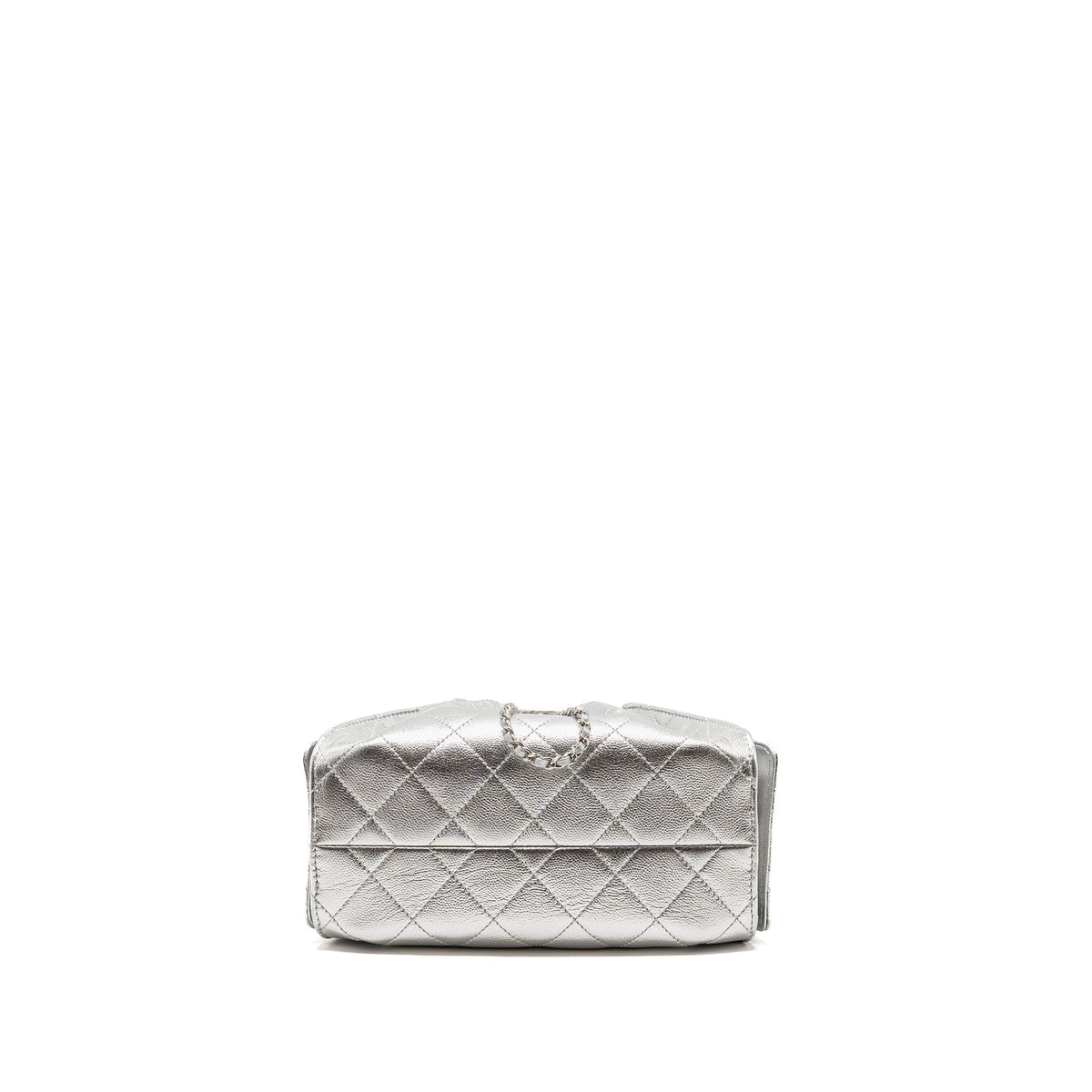 CHANEL MINI 25 BAG METALLIC GRAINED CALFSKIN SILVER SHW (MICROCHIP)