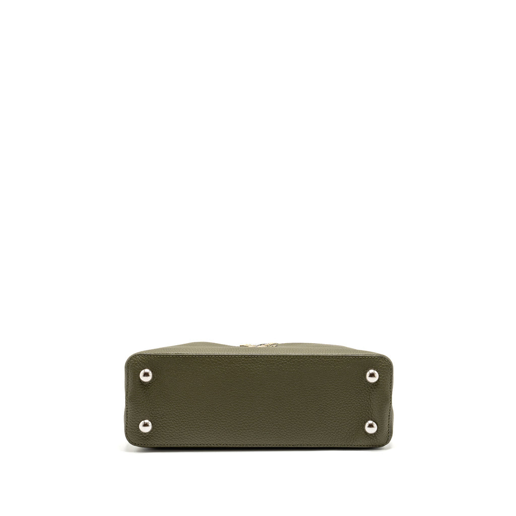 LOUIS VUITTON CAPUCINES MM CALFSKIN / PYTHON HANDLE MULTICOLOR OLIVE GREEEN / NATURAL SHW