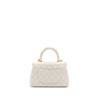 CHANEL 23P DETAILED TOP HANDLE SMALL COCO HANDLE CAVIAR WHITE GHW (MICROCHIP )