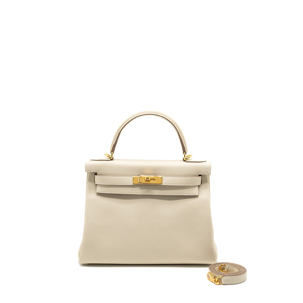 Hermes Kelly 28 togo craie GHW