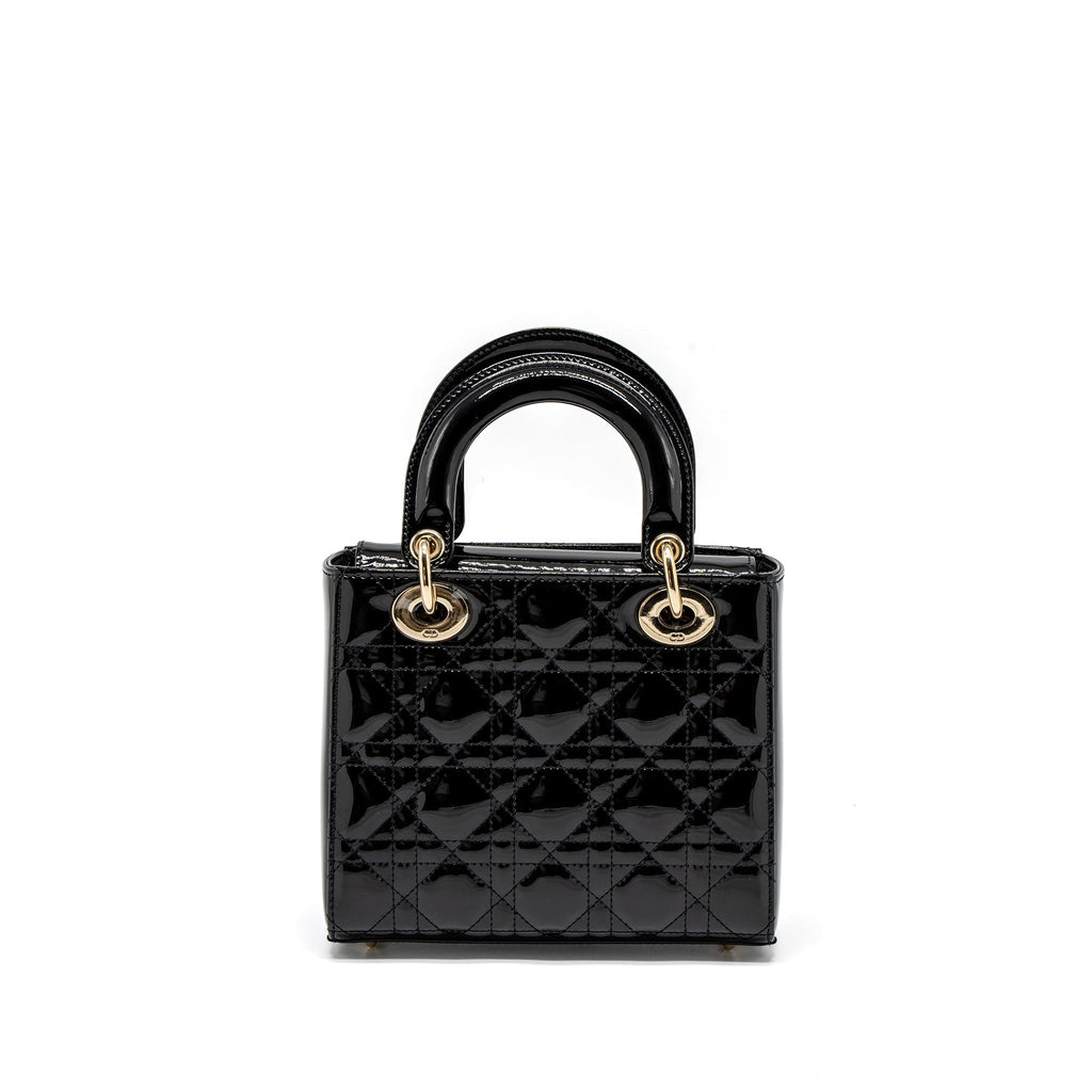 DIOR SMALL LADY DIOR BAG PATENT BLACK LGHW