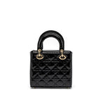 DIOR SMALL LADY DIOR BAG PATENT BLACK LGHW