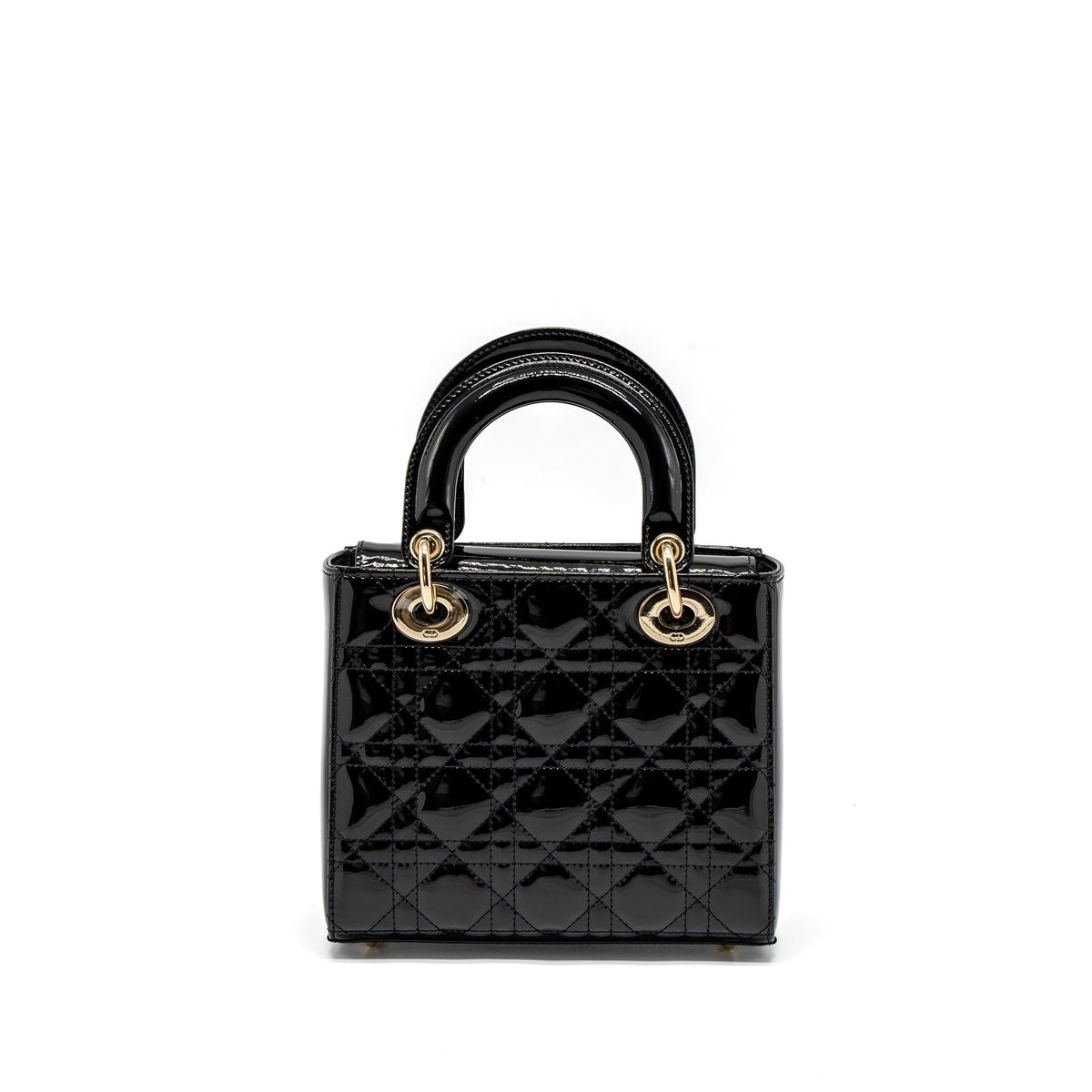 DIOR SMALL LADY DIOR BAG PATENT BLACK LGHW