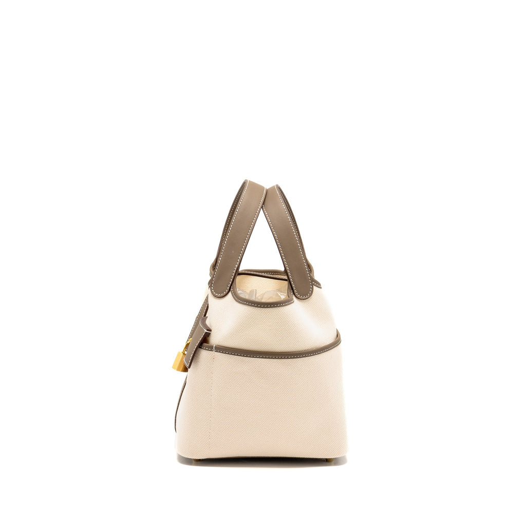 HERMES CARGO PICOTIN 18 LOCK BAG CANVAS/SWIFT ECRU/ETOUPE GHW