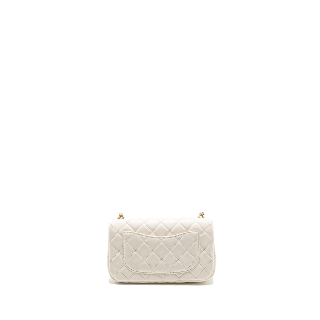 CHANEL PEARL CRUSH MINI RECTANGULAR FLAP BAG LAMBSKIN WHITE GHW(MICROCHIP)