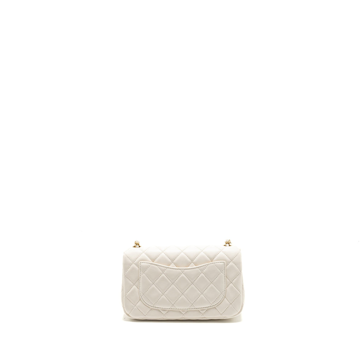 CHANEL PEARL CRUSH MINI RECTANGULAR FLAP BAG LAMBSKIN WHITE GHW(MICROCHIP)