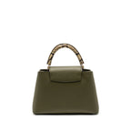 LOUIS VUITTON CAPUCINES MM CALFSKIN / PYTHON HANDLE MULTICOLOR OLIVE GREEEN / NATURAL SHW