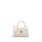 CHANEL 23P DETAILED TOP HANDLE SMALL COCO HANDLE CAVIAR WHITE GHW (MICROCHIP )