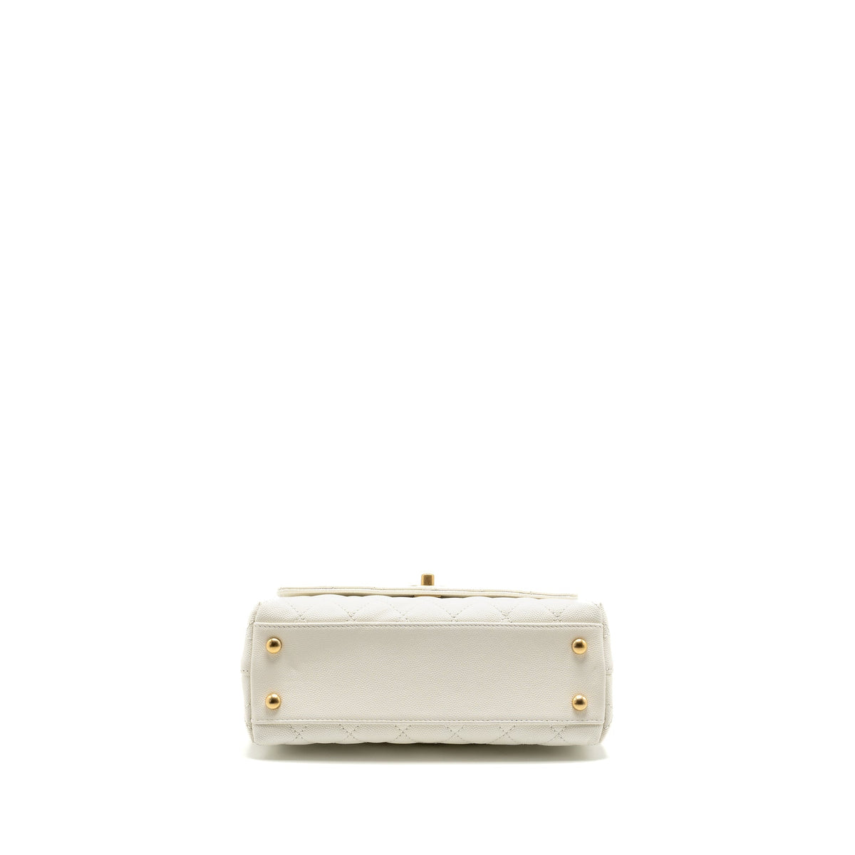 CHANEL DETAILED TOP HANDLE SMALL COCO HANDLE CAVIAR WHITE GHW (MICROCHIP)
