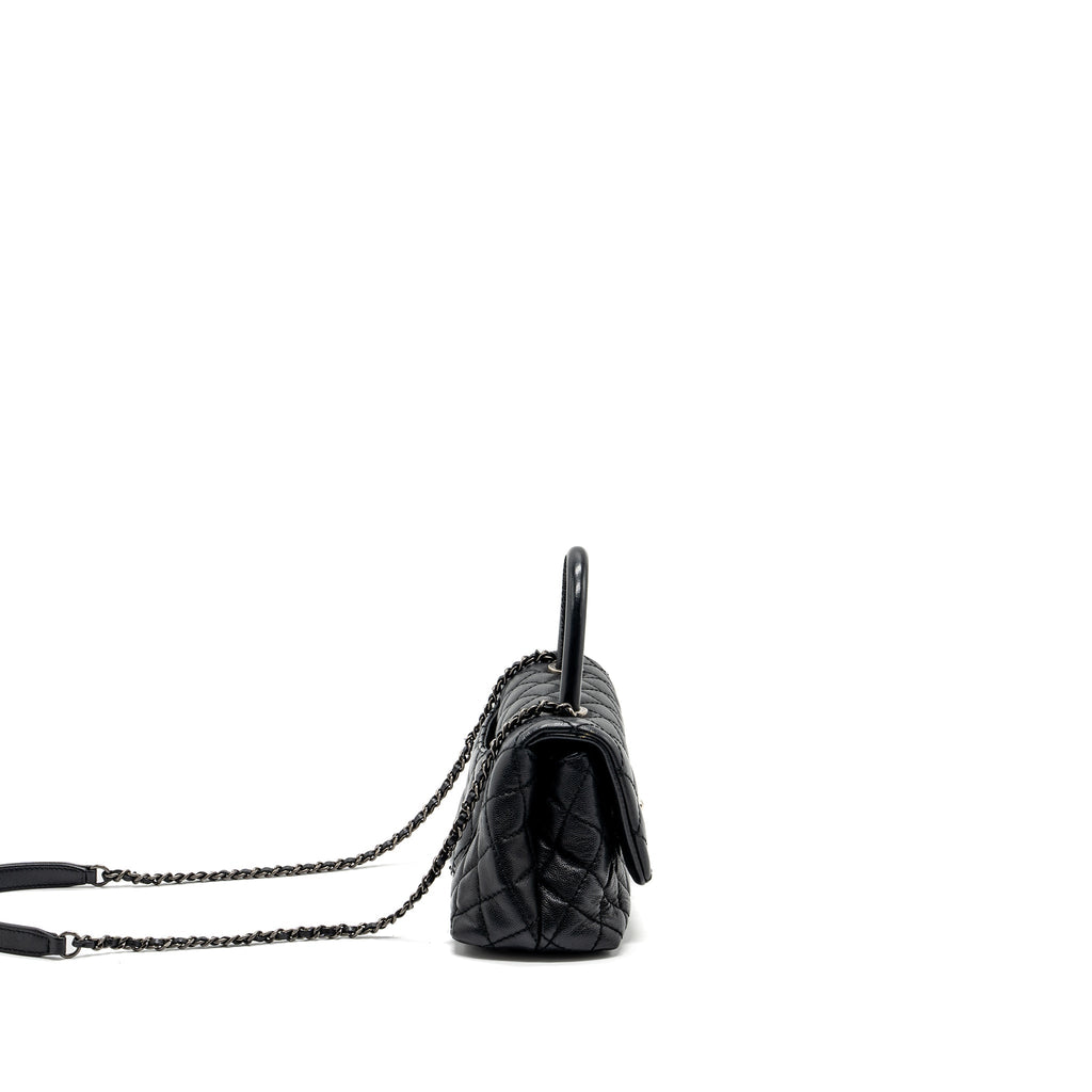 CHANEL SMALL COCO HANDLE CAVIAR BLACK RUTHENIUM HARDWARE