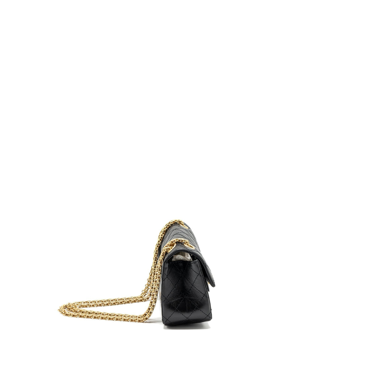 CHANEL MINI 2.55 REISSUE AGED CALFSKIN BLACK BRUSHED GHW(MICROCHIP)