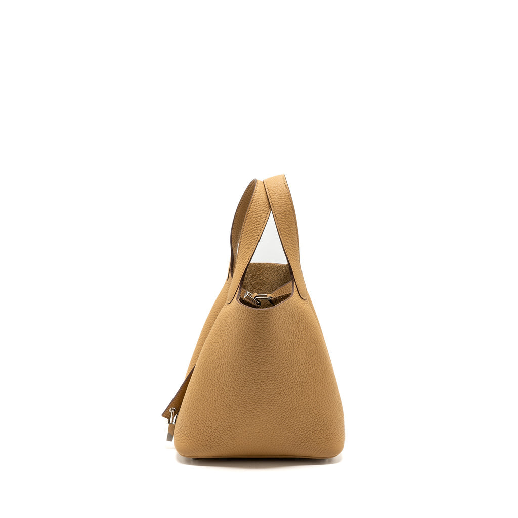 Hermes Picotin 18 Lock Bag Clemence 4B Biscuit SHW