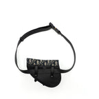 DIOR SADDLE BELT BAG BLUE DIOR OBLIQUE JACQUARD BLACK HARDWARE