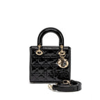 DIOR SMALL LADY DIOR BAG PATENT BLACK LGHW