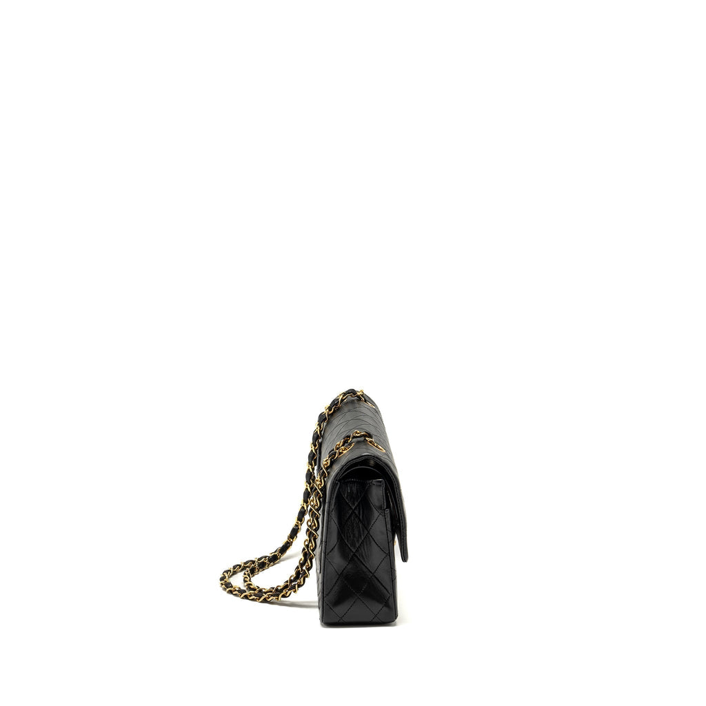 CHANEL VINTAGE MEDIUM CLASSIC DOUBLE FLAP BAG LAMBSKIN BLACK GHW