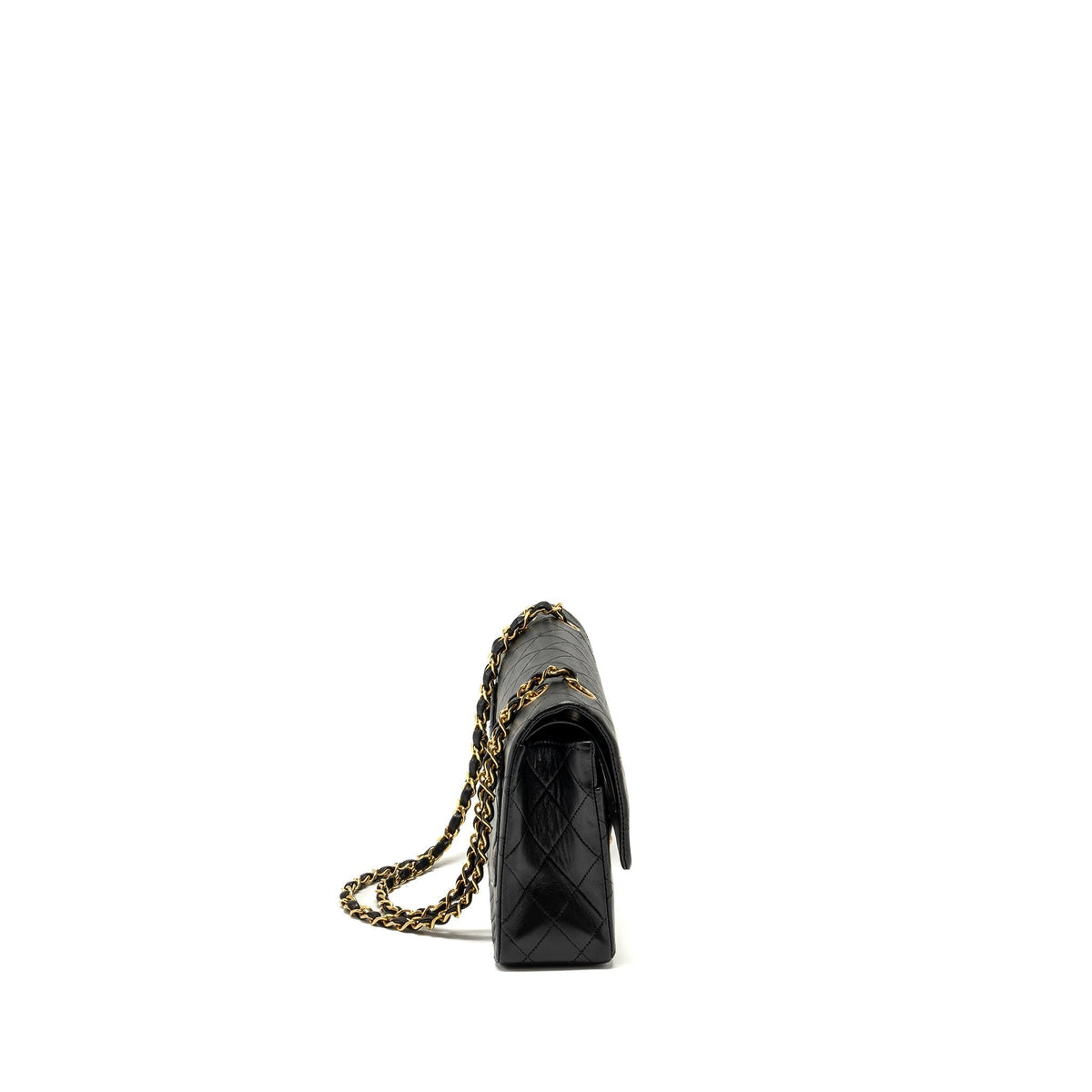 CHANEL VINTAGE MEDIUM CLASSIC DOUBLE FLAP BAG LAMBSKIN BLACK GHW