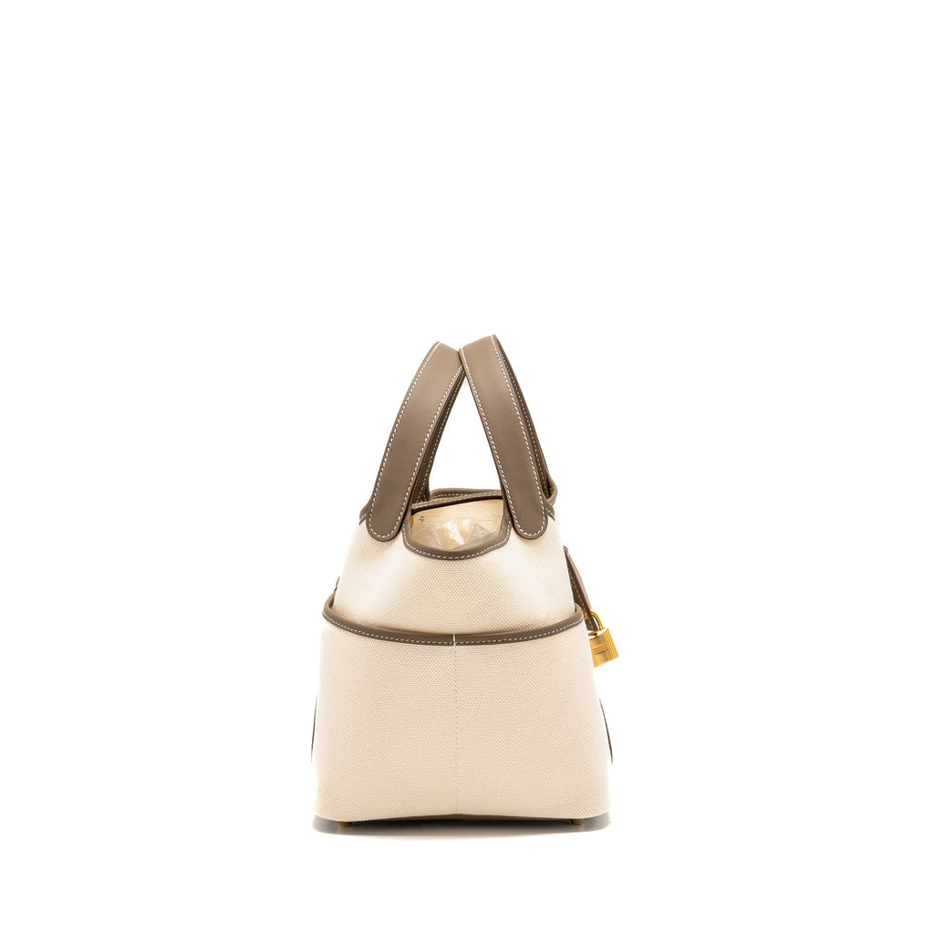 HERMES CARGO PICOTIN 18 LOCK BAG CANVAS/SWIFT ECRU/ETOUPE GHW