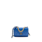 CHANEL 19 WALLET ON CHAIN LAMBSKIN BLUE MULTICOLOUR HARDWARE