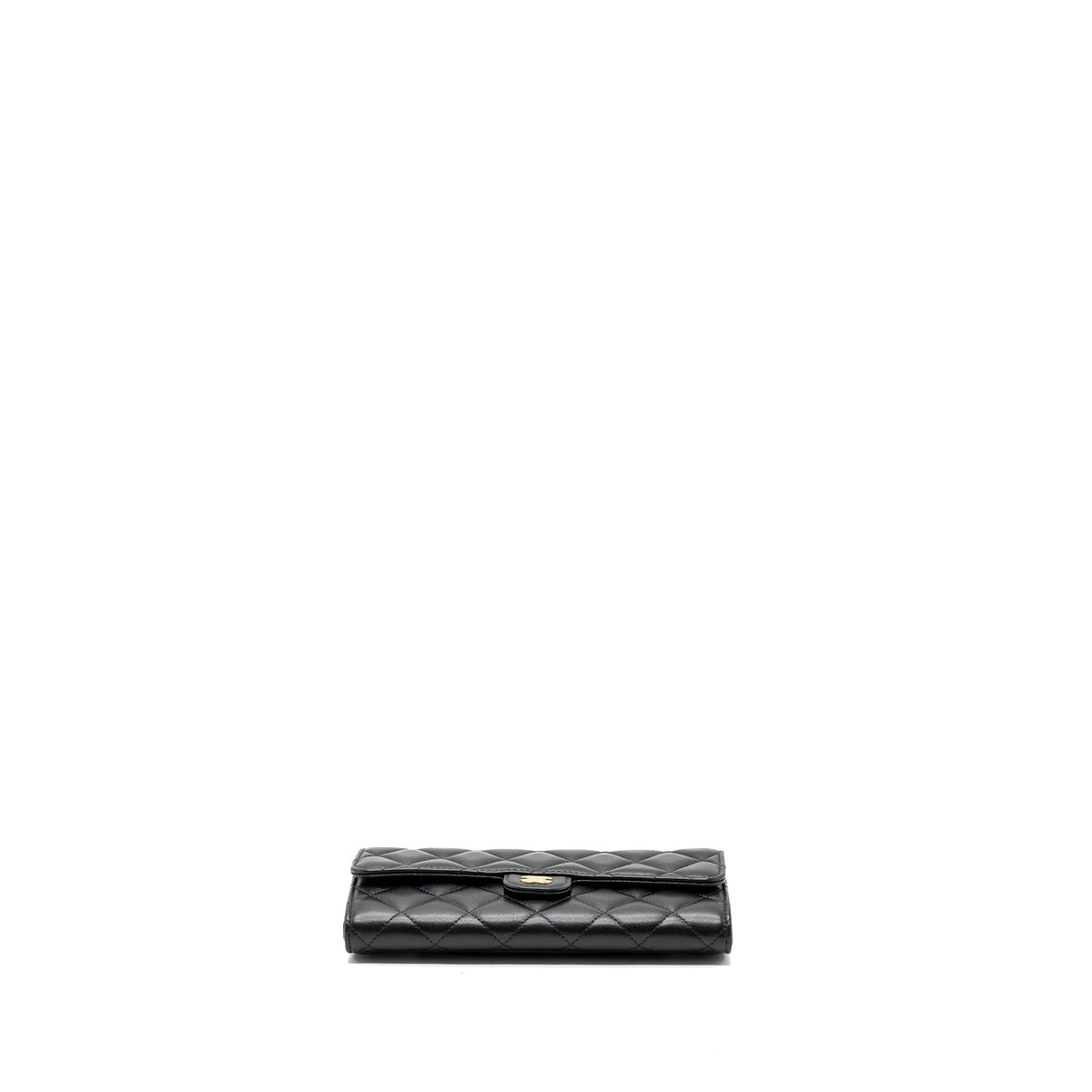 CHANEL CLASSIC LONG FLAP WALLET LAMBSKIN BLACK GHW (MICROCHIP)